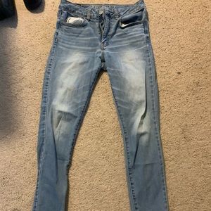 American Eagle high rise, faded skinny jeans